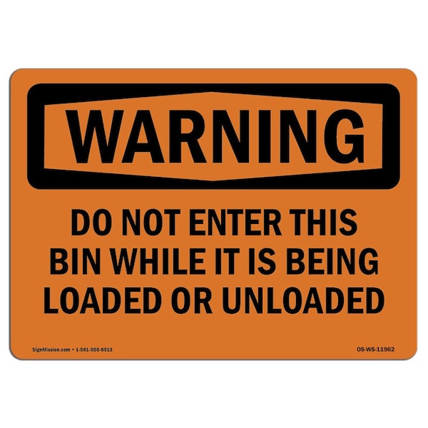 Safety Sign, OSHA WARNING, 7" Height, Aluminum, Grain Bin Silo Safety, Landscape